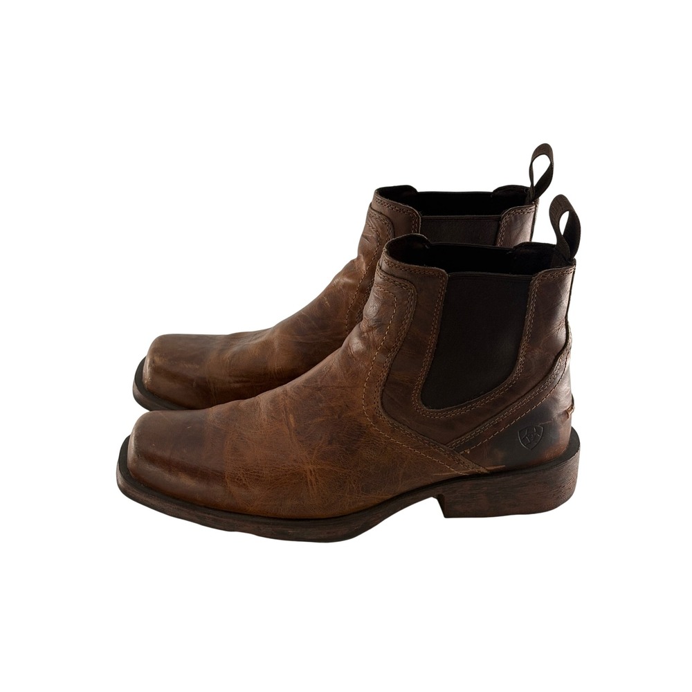 Ariat Boots Men Size 11 Brown Leather Square Toe Chelsea Western Midtown Rambler